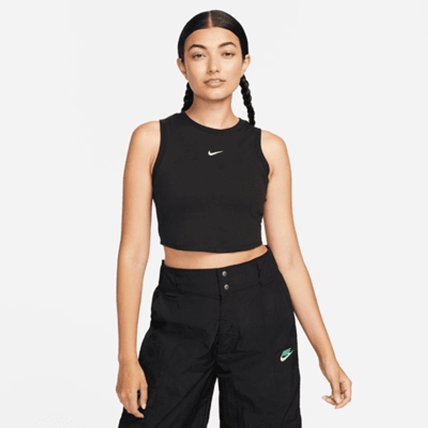 Débardeur court ajusté côtelé Nike Sportswear Chill Knit pour femme. Nike BE