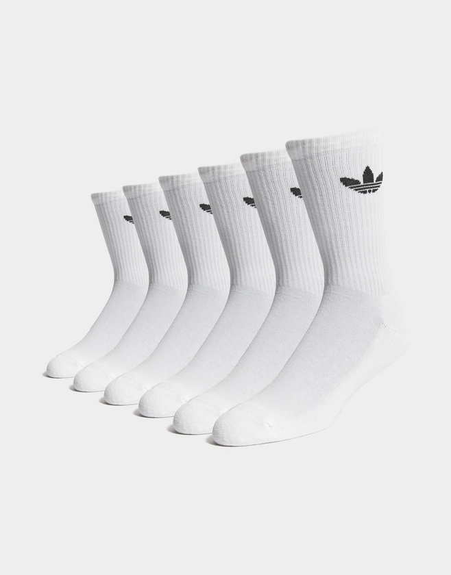 White adidas Originals 6-Pack Trefoil Cushion Crew Socks | JD Sports UK 