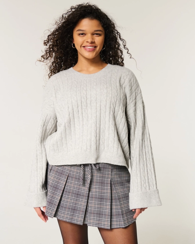 Women's Hollister Comfy Cloud Cable-Knit Sweater | Women's Tops | HollisterCo.com