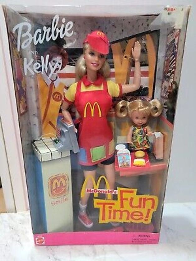 Barbie and Kelly McDonald's Fun Time Doll Set 2001 Mattel #29395 Ronald Food NIB