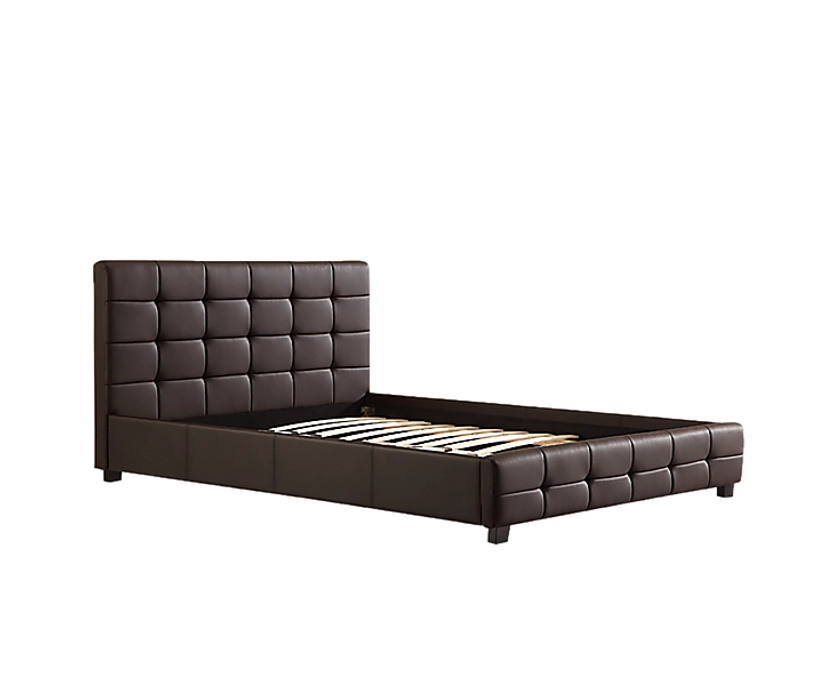 Double PU Leather Deluxe Bed Frame Brown