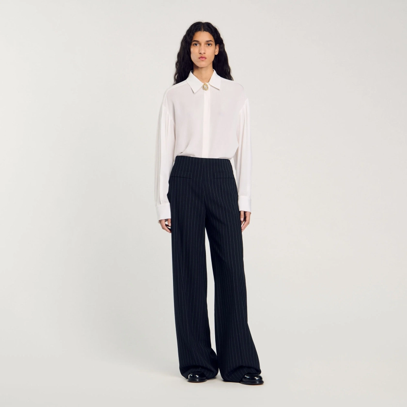 Chalk-striped straight-leg trousers | Sandro RE