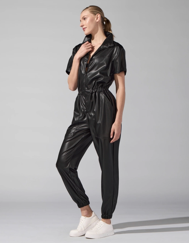 Leather Jumpsuit [Black]