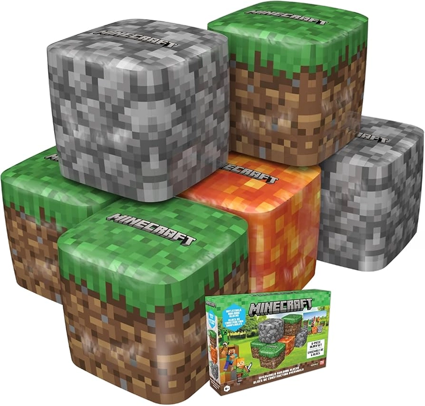 PLAYVIEW BRANDS Six Officially Licensed Minecraft Kid Sized Giant Inflatable Building Blocks, Bunkrs 22"x22"x22", Building Sets - Amazon Canada