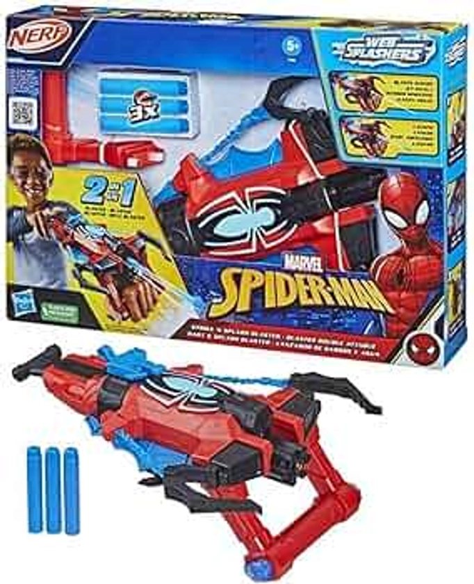 Marvel Spider Strike ‘N Splash Blaster, Super Hero Toys, Ages 5 and Up, Nerf Spider-Man Blaster, Water Blast Feature