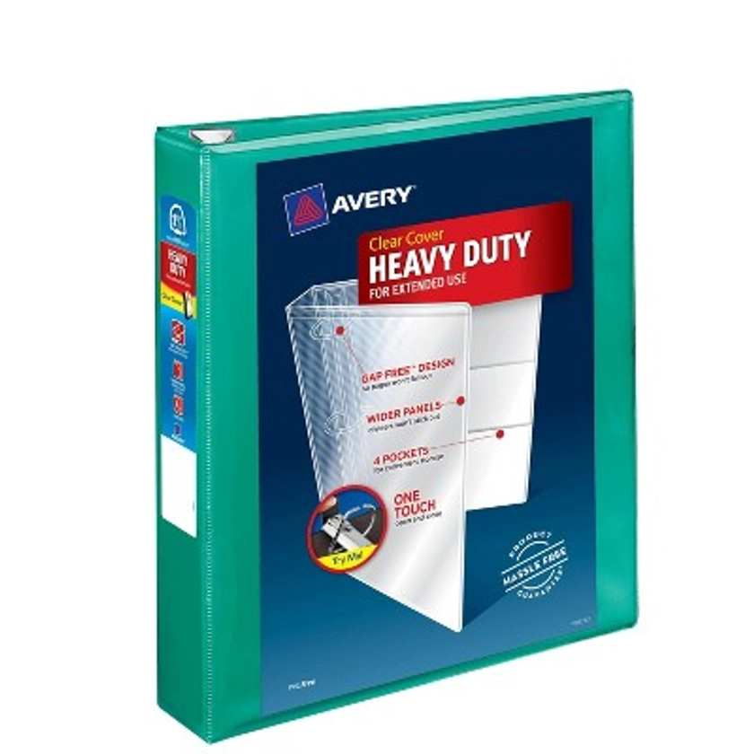 1.5" Ring Binder Clear Cover Heavy Duty Green - Avery