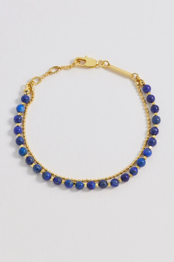 Gold Plated Lapis Gemstone Duo Bracelet | Estella Bartlett