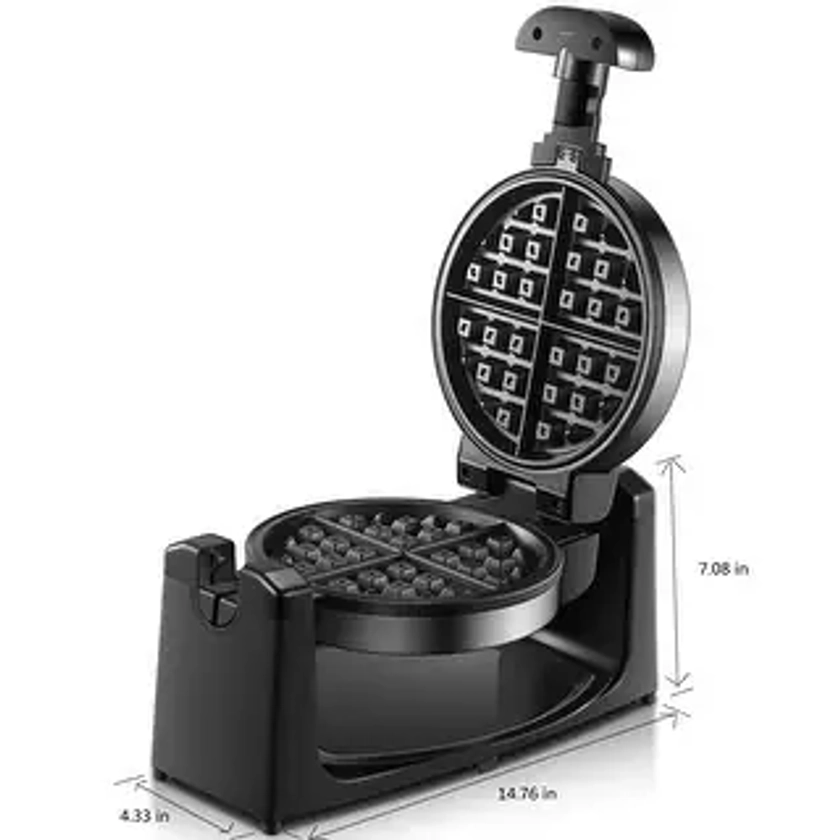 180° Flip Belgian Waffle Maker Iron, 1100W, Black/Silver | Overstock.com Shopping - The Best Deals on Waffle Makers | 41377495