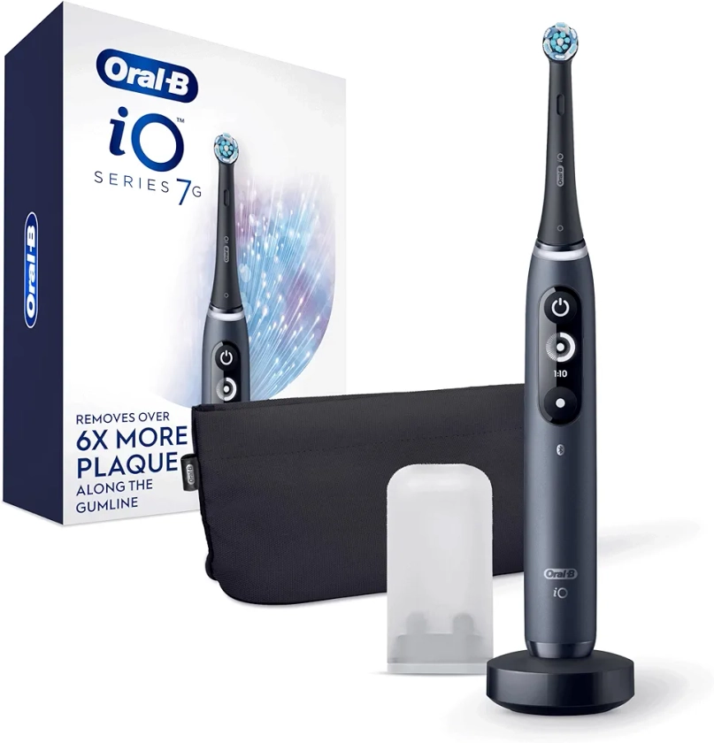 Oral B Power iO Series 7G Electric Toothbrush, Black Onyx, iO7 Rechargeable Power Toothbrush with 1 Brush Head and Travel Pouch