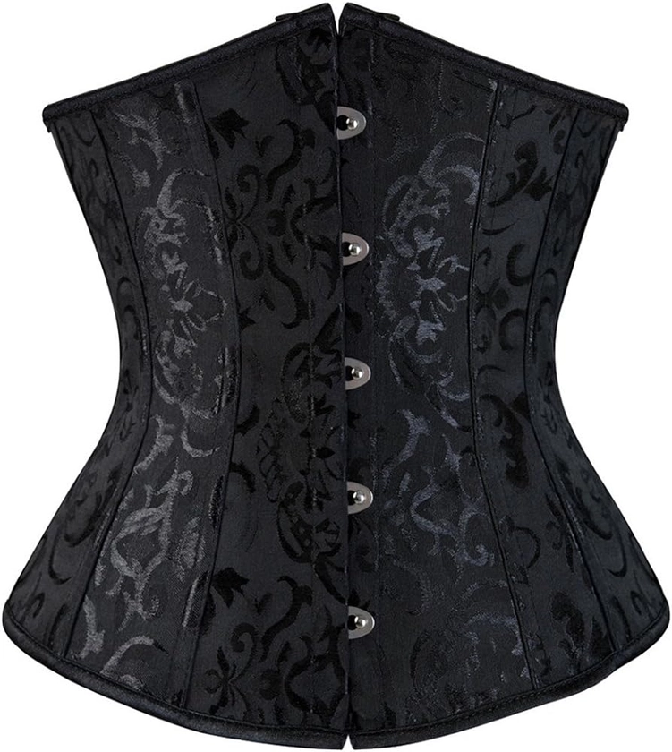 Amazon.com: Women's Corsets Lace Up Boned Jacquard Brocade Waist Training Underbust Corset X-Small Black: Clothing, Shoes & Jewelry