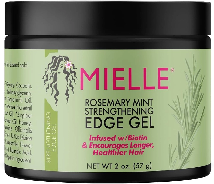 Mielle Organics Rosemary Mint Strengthening Edge Gel, Biotin & Essential Oil Hair Styling Treatment, 2 Ounces