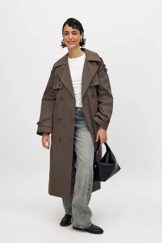 Cappotto trench con abbottonatura doppia Marrone