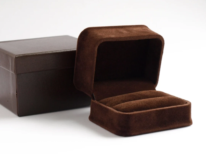 Coffee Brown Velvet Ring Box, Double Ring Box, Jewellery Gift Box, Luxury Wedding Ring Box, Ring Bearer Box, Wedding Ring Holder - Etsy Australia