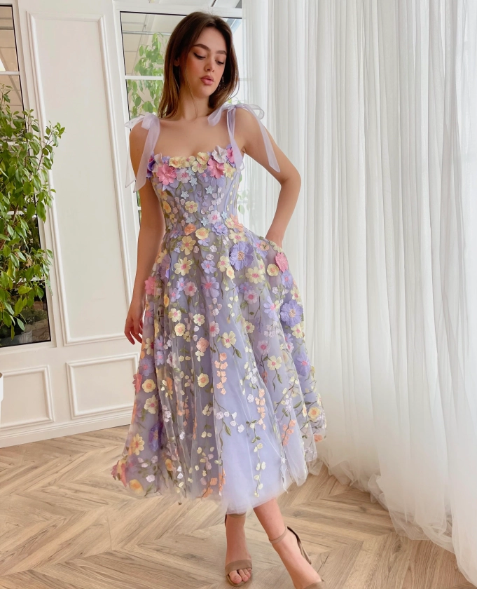 Lavender Bloom Midi Dress