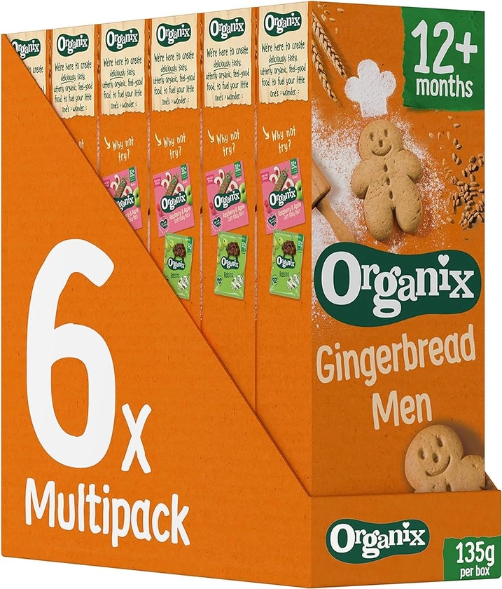 Organix Gingerbread Men Organic Toddler Snack Biscuits Box 12+ Months 135g (Pack of 6) : Amazon.co.uk: Grocery