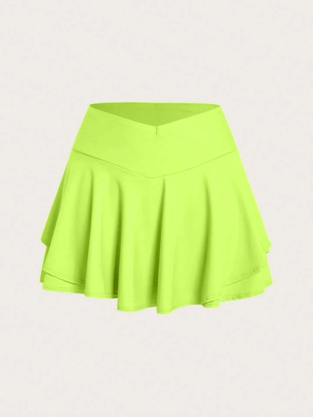 SHEIN VARSITIE Solid Color Leisure Sport Skirt