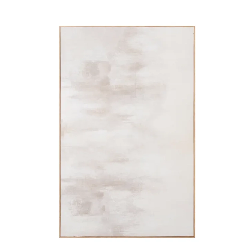 Toile peinte beige et blanche 90x140 - Seconde chance