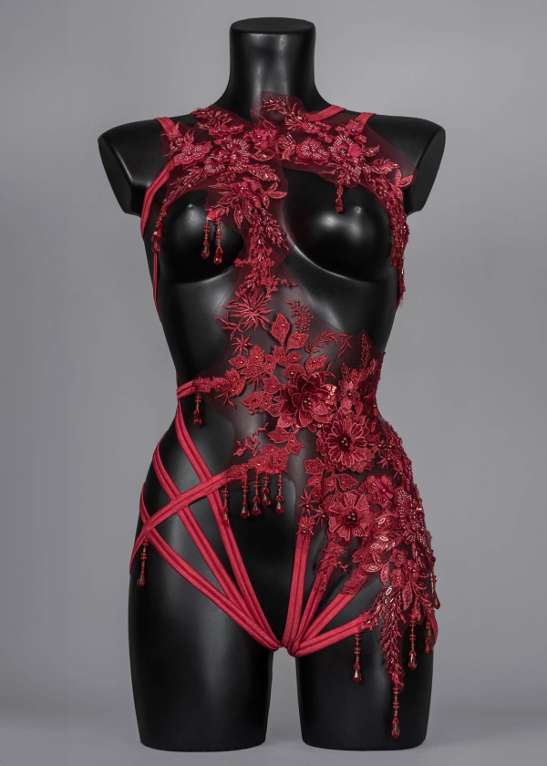 BLOOD COUNTESS - Couture Beaded Lace Bodycage