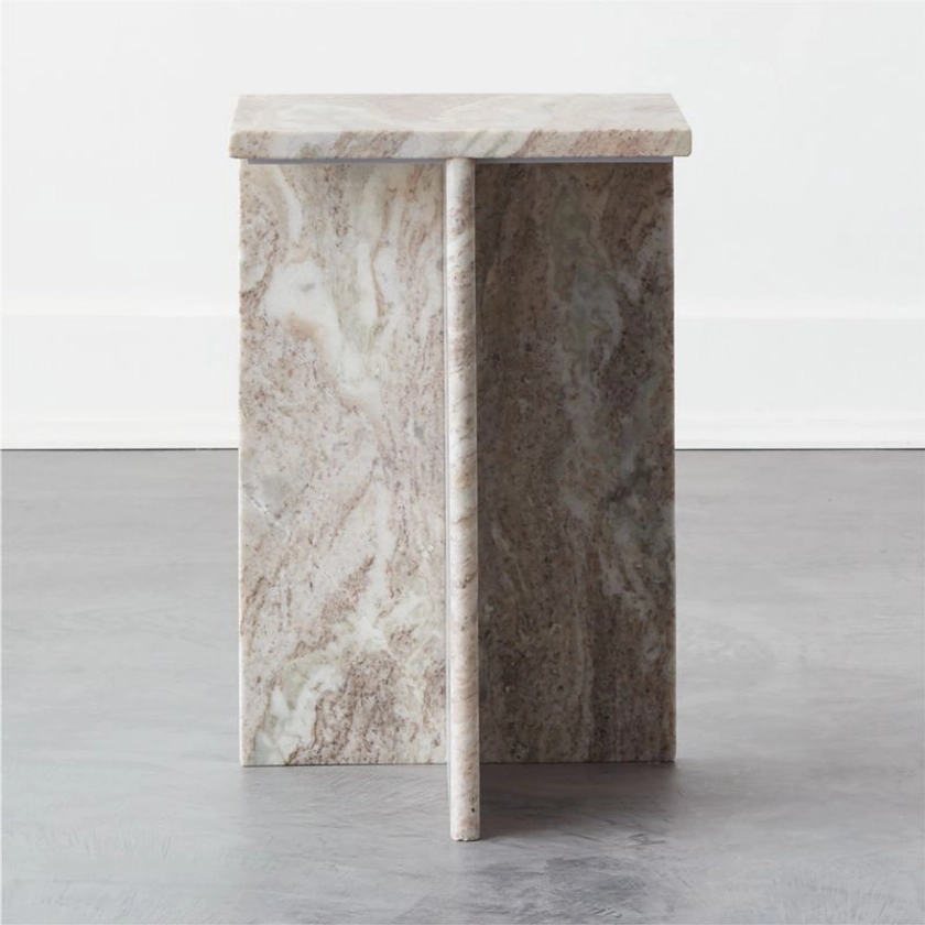 T Tall Marble Side Table + Reviews | CB2