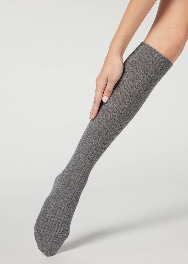 Women’s Ribbed Long Socks with Wool and Cashmere - Long socks - Calzedonia
