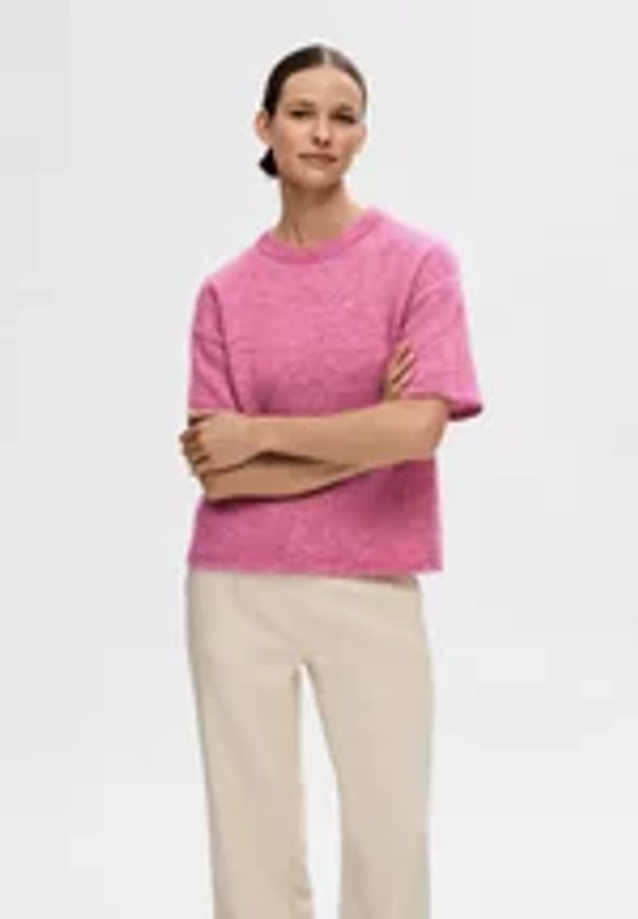SLFMALINE LILIANA O NECK - T-shirt print - phlox pink