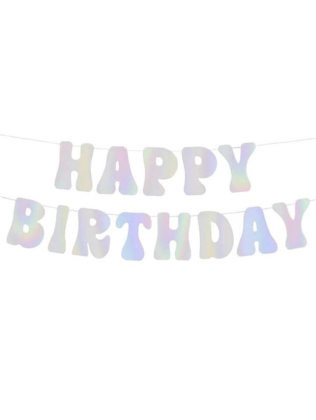 1set,Iridescent Happy Birthday Foil Banner Bday Party Decorations, 70s Cool Birthday Decor, Sweet 16, 21st