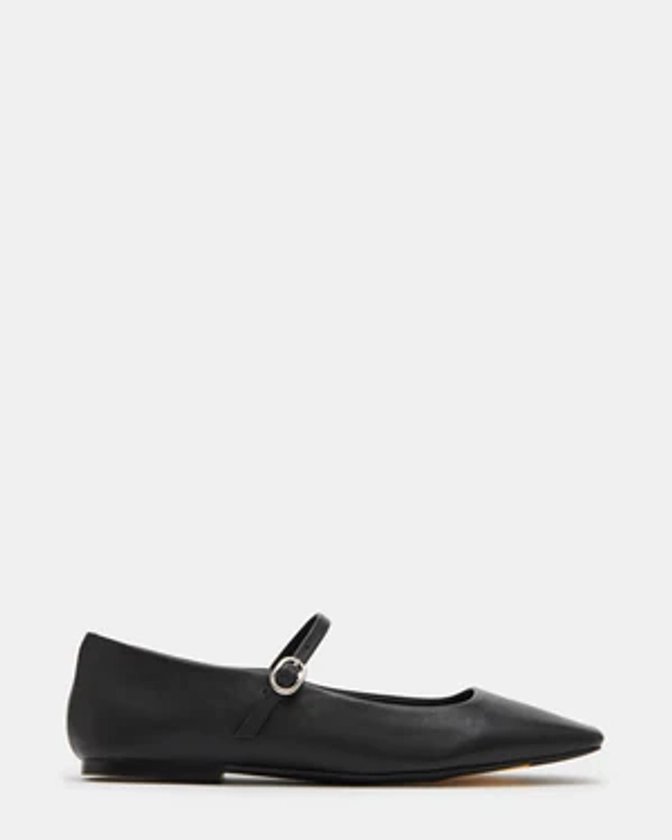 MAPLE Black Leather Mary Jane Ballet Flat | Women's Flats