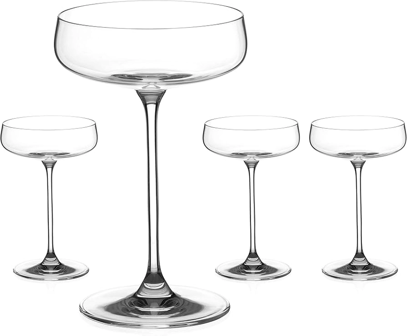 DIAMANTE Champagne Cocktail Saucers - ‘Auris’ Collection Undecorated Crystal - Set of 4