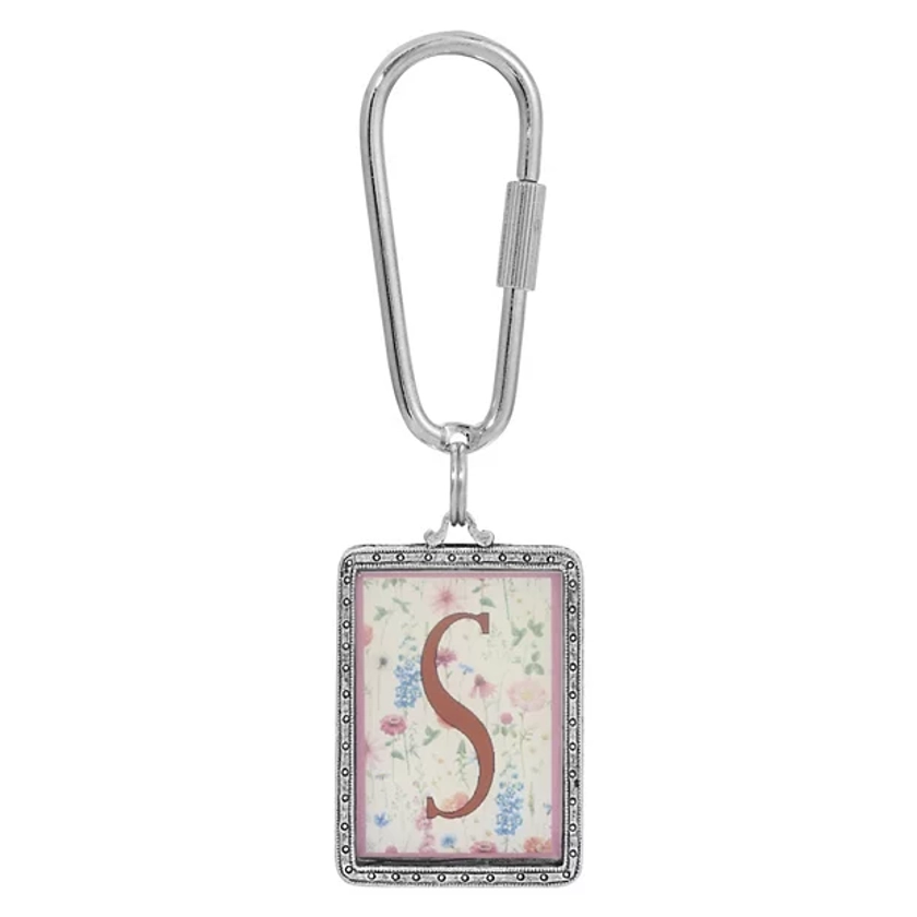 1928 Floral Motif Initial Key Chain