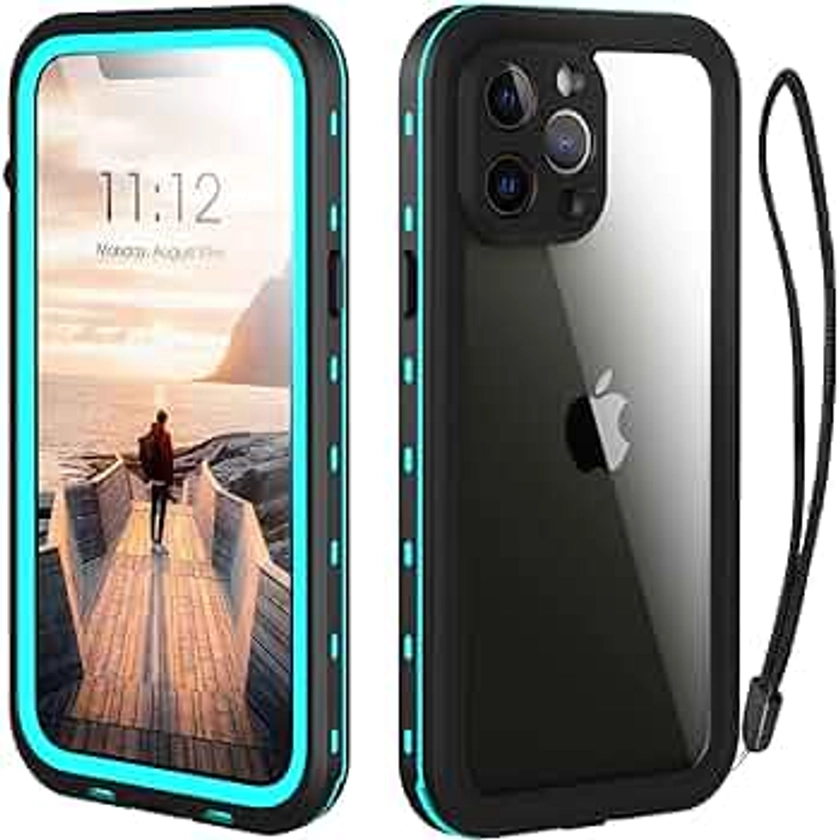 iPhone 13 Pro Max Waterproof Case - IP68 Shockproof Dustproof Full Protection with Lanyard (Teal)