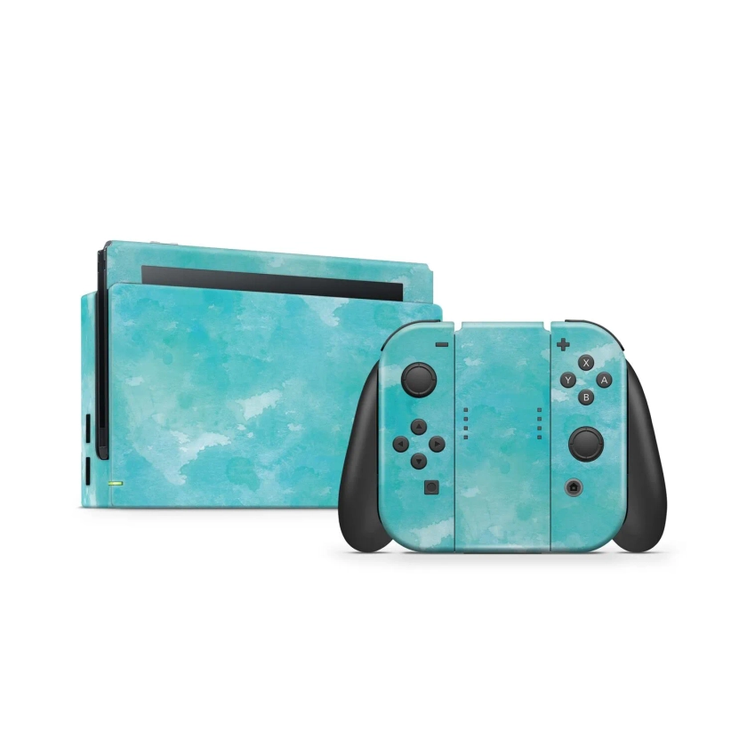 Turquoise Watercolour Nintendo Switch Skin | Vinyl Revolution