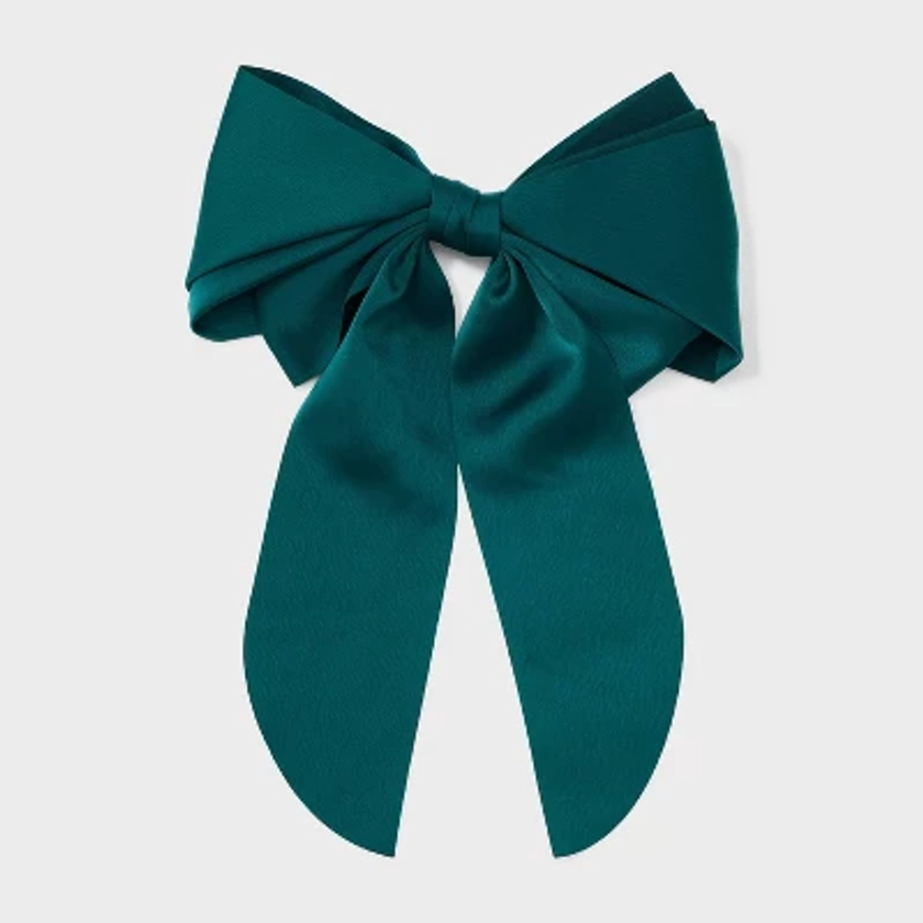 Long Tail Bow Hair Barrette - A New Day™ Green