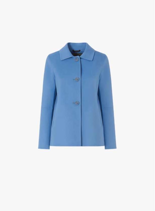 Double Hemdkragenjacke hellblau aus Wolle