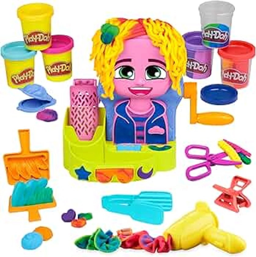 Play-Doh Hair Stylin' Salon Playset with 6 Cans, Pretend Play Toys for Girls and Boys Ages 3 and Up