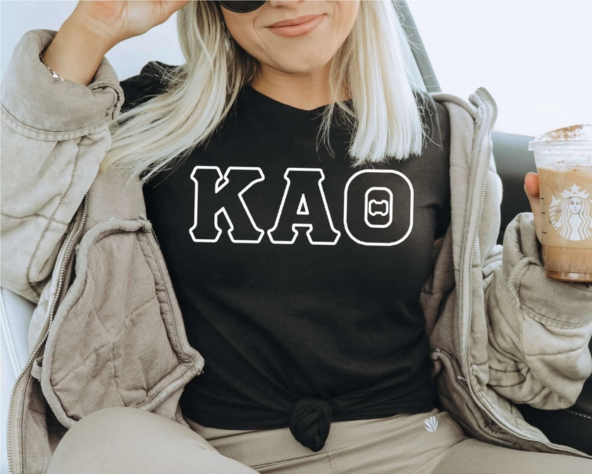 White Letter Outline Sorority T-shirt _ 30806g