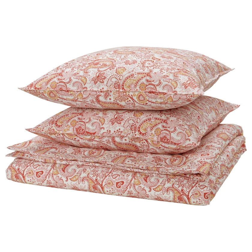 RODGERSIA housse de couette et 2 taies, rose/blanc, 240x220/65x65 cm - IKEA