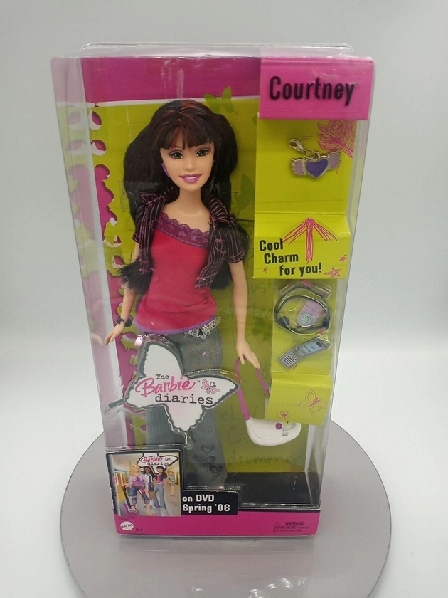 2005 Mattel Barbie Fashion Doll The Barbie Diaries Courtney Dark Hair Green Eyes