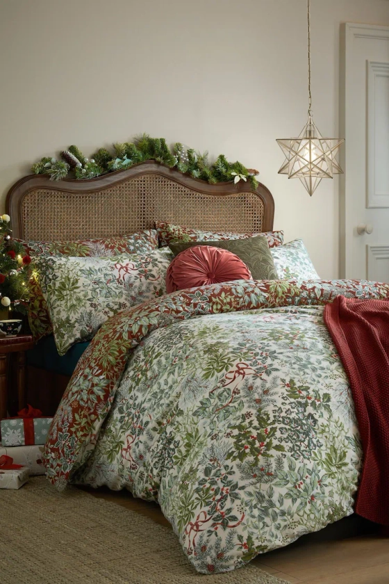 Buy Laura Ashley Festive Red Crossdale Christmas Berries Brushed Cotton Duvet Cover and Pillowcase Set from Next Finland