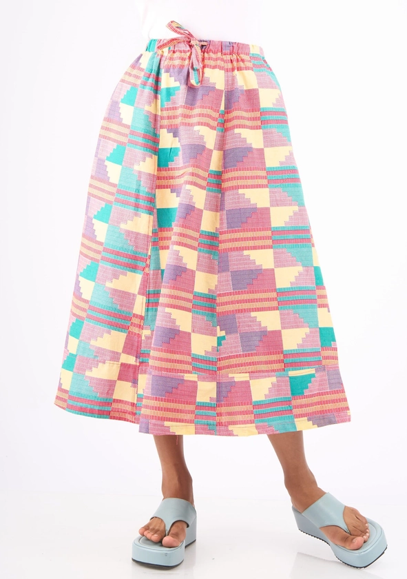 A Line Panel Skirt - Sherbet New Wave