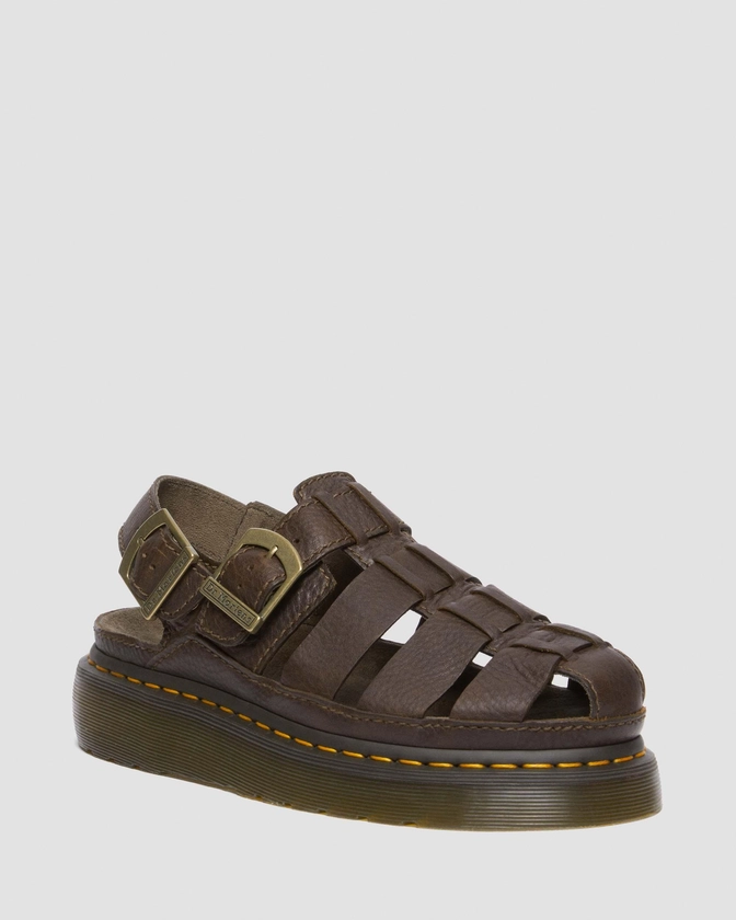 Wrenlie Grizzly Leather Fisherman Sandals in Dark Brown | Dr. Martens