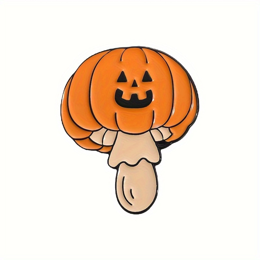 Chic Halloween Mushroom Cartoon Pin - Zinc Alloy, Versatile Accessory For Bags & Clothing