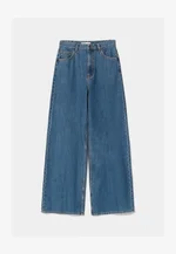 Bershka WIDE-LEG  - Jean flare - dark blue/bleu marine - ZALANDO.FR