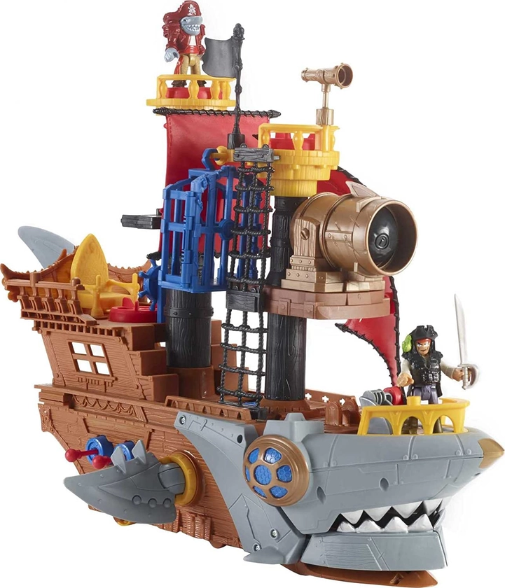 Fisher-Price Imaginext Preschool Toy Shark Bite Pirate Ship Playset With Figure &amp; Accessories For Pretend Play Ages 3+ Years | Bigbigmart.com