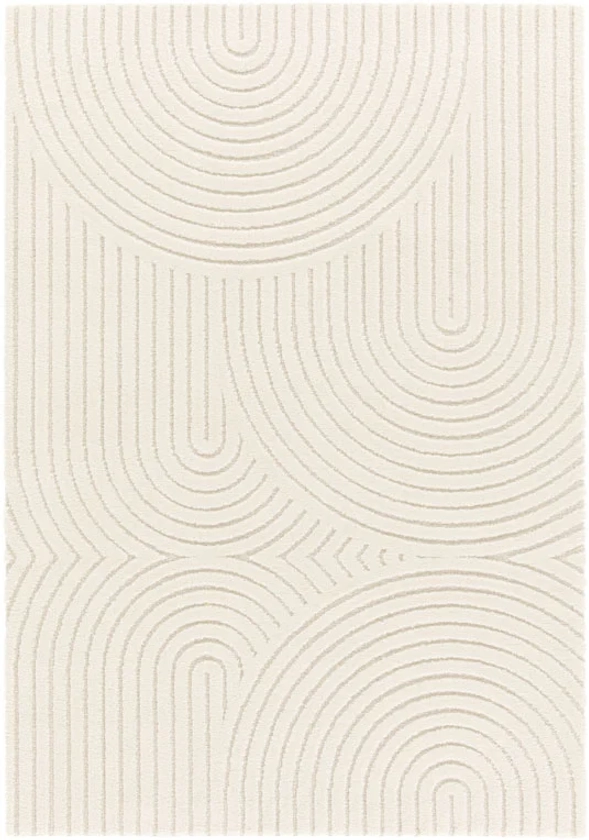 Tapis de salon en relief - Circle - Courbe écru et crème - 120 x 170 cm | Leroy Merlin