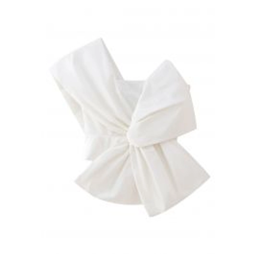 Striking Bowknot One Shoulder Crop Top in White