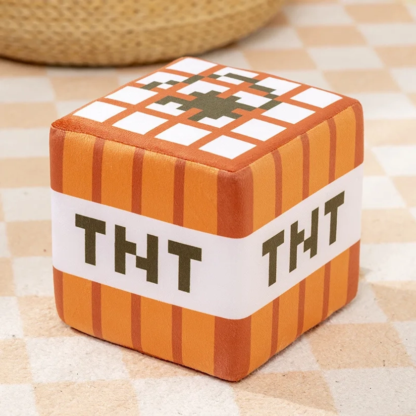 New TNT Plush Pillow Cube Bomb Toy Key Chain Pendant Soft Plush Stuffed Toys Xmas Birthday Gifts For Kids