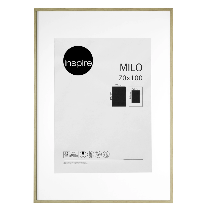 Cadre Milo, 70 x 100 cm chêne, INSPIRE | Leroy Merlin