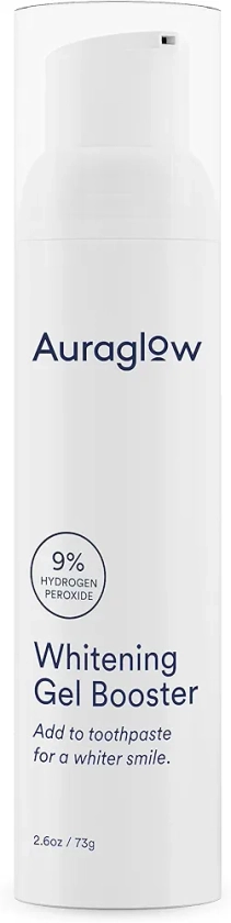 Auraglow Whitening Toothpaste Gel, Teeth Whitening Toothpaste Booster, Add to Toothpaste to Whiten While Brushing, 9% Hydrogen Peroxide Whitening Gel, 350+ Whitening Treatments, 6-Month Supply, 2.6oz