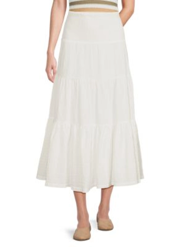 Tiered A-line Midi Skirt