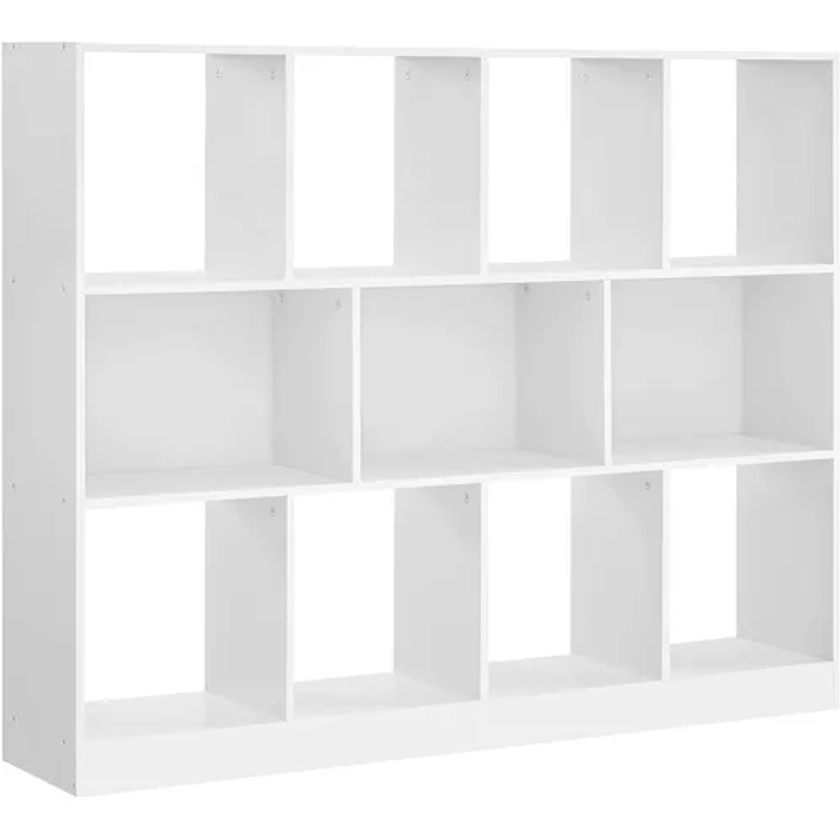 Bibliothèque, Avec 8 Casiers Ouvers Et 3 Compartiments, 126 X 30 X 100 Cm, Blanc - Bibliothèque et étagère BUT